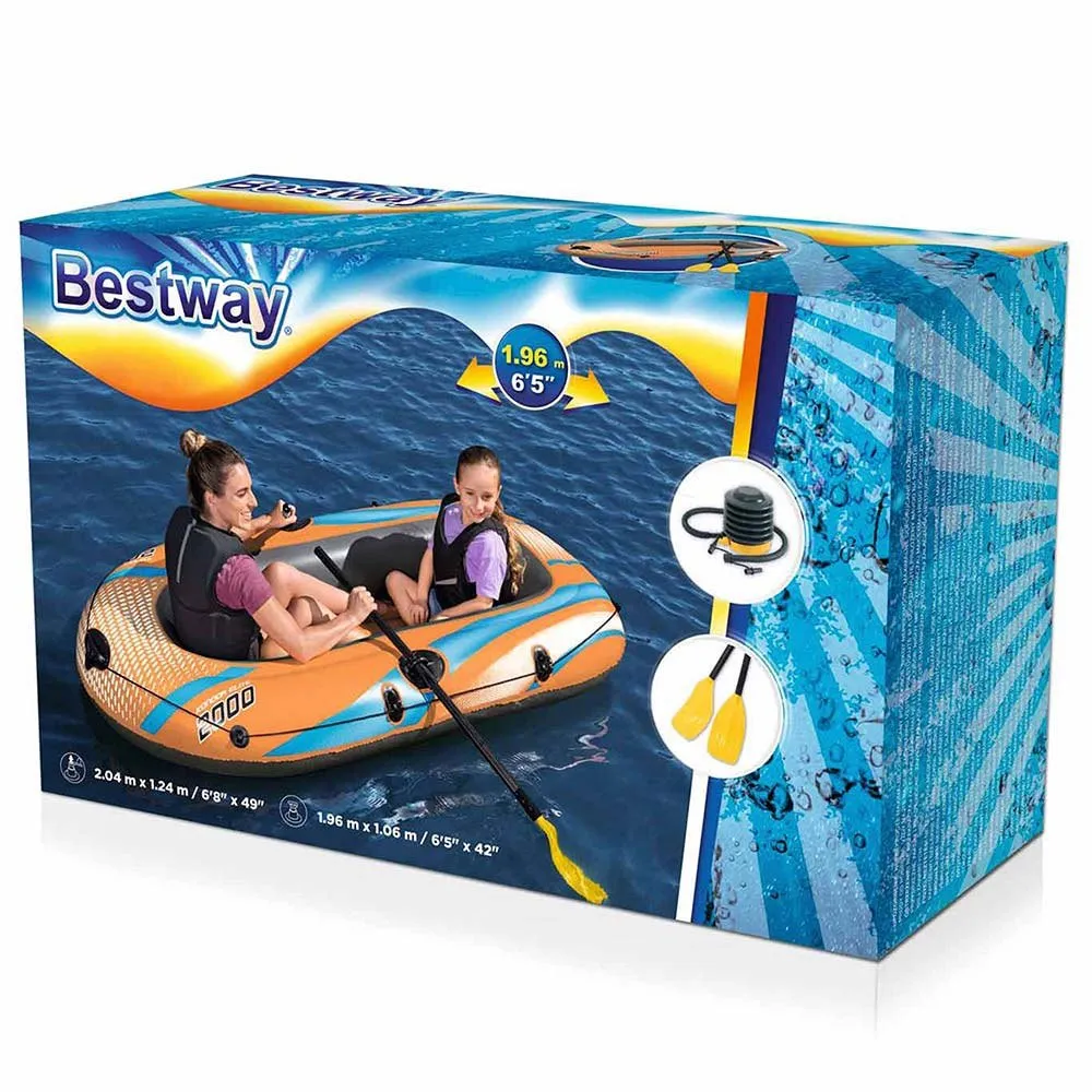 Bestway Oppblåsbar Båt Med årer Og Pumpe 196x106 Cm unisex, Multicolor, One Size