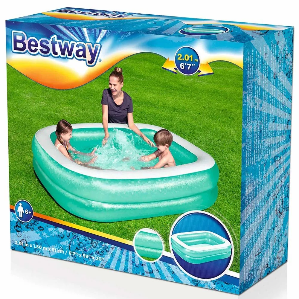 Bestway Oppblåsbar Familiebasseng 201x150x51 Cm, Multicolor, One Size Bestway Oppblåsbar Familiebasseng 201x150x51 Cm, Multicolor, One Size