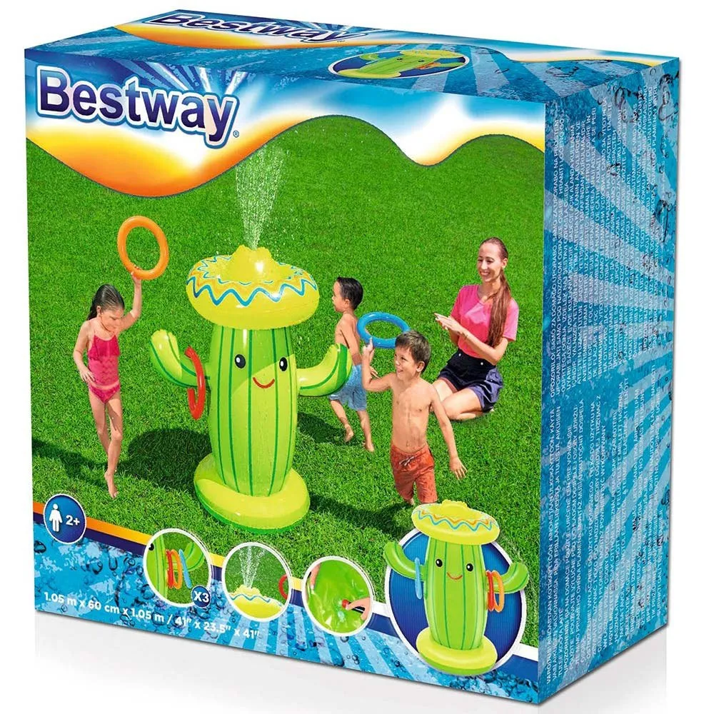 Bestway Oppblåsbar Kaktussett Med Vann Sprøyter Og Ringer 105x60 Cm unisex, Multicolor, One Size