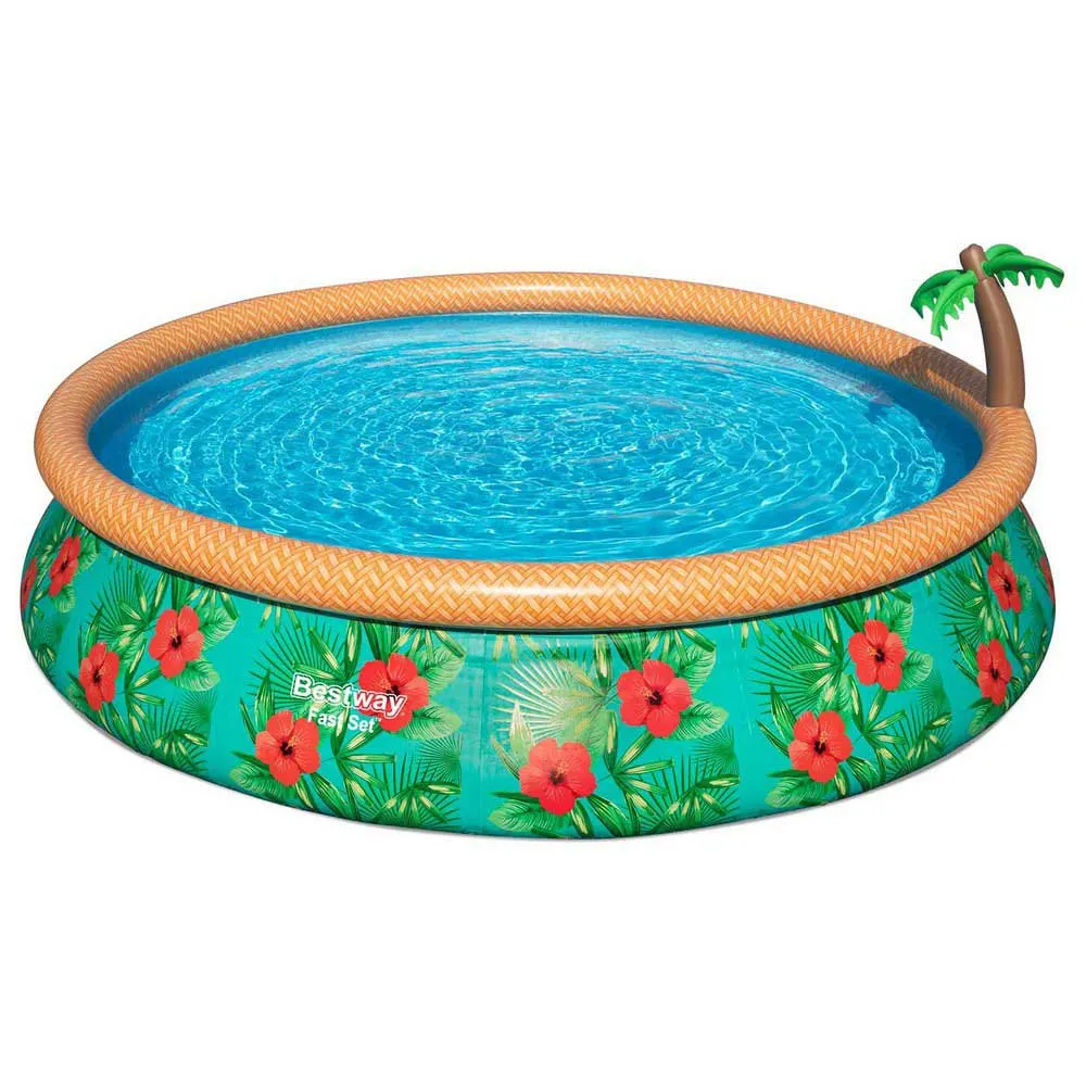 Bestway Paradise Palms 457x 84 Cm Rund Oppblåsbar Basseng unisex, Green / brown, 9677L Bestway Paradise Palms 457x 84 Cm Rund Oppblåsbar Basseng unisex, Green / brown, 9677L