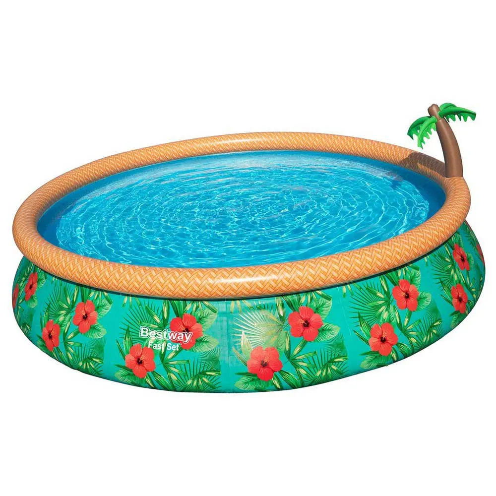 Bestway Paradise Palms 457x 84 Cm Rund Oppblåsbar Basseng unisex, Green / brown, 9677L Bestway Paradise Palms 457x 84 Cm Rund Oppblåsbar Basseng unisex, Green / brown, 9677L