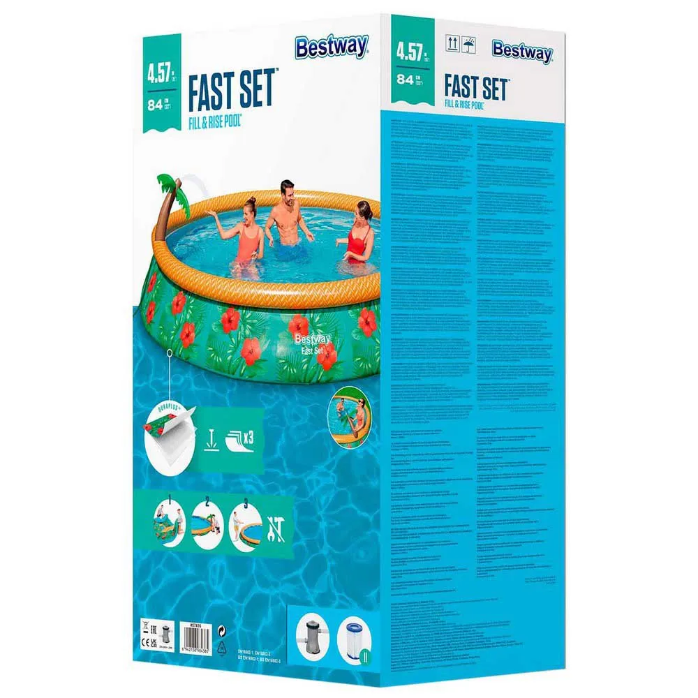 Bestway Paradise Palms 457x 84 Cm Rund Oppblåsbar Basseng unisex, Green / brown, 9677L Bestway Paradise Palms 457x 84 Cm Rund Oppblåsbar Basseng unisex, Green / brown, 9677L