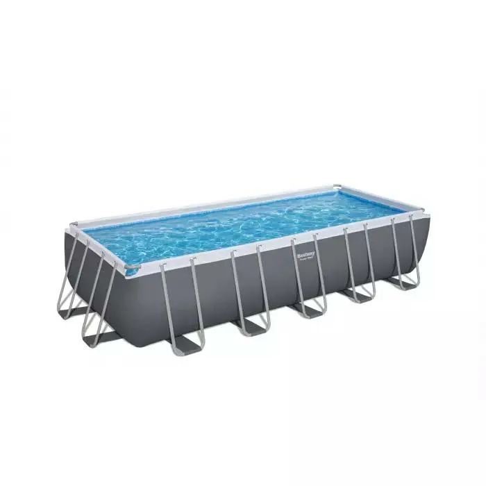 Bestway Power Steel 640x274x132 Cm Stål Rektangulært Over Bakken Basseng Med Ramme, White / blue, 19281L
