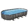 Bestway Power Steel 732x366x122 Cm Stål Ramme For Ovalt Basseng Over Bakken, Grey / blue, 25495L