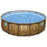 Bestway Power Steel Swim Vista Series Wood Ø 488 X 122 Cm Stål Rundt Overjordisk Basseng, Brown / blue, 19480L