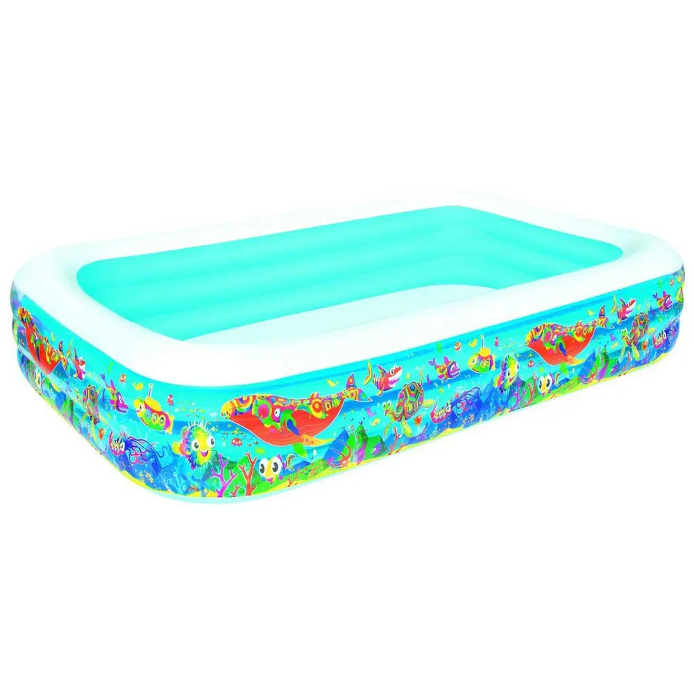 Bestway Rektangulært Oppblåsbart Basseng (akvarium) 305x183x56 Cm unisex, Blue / white, 1161L