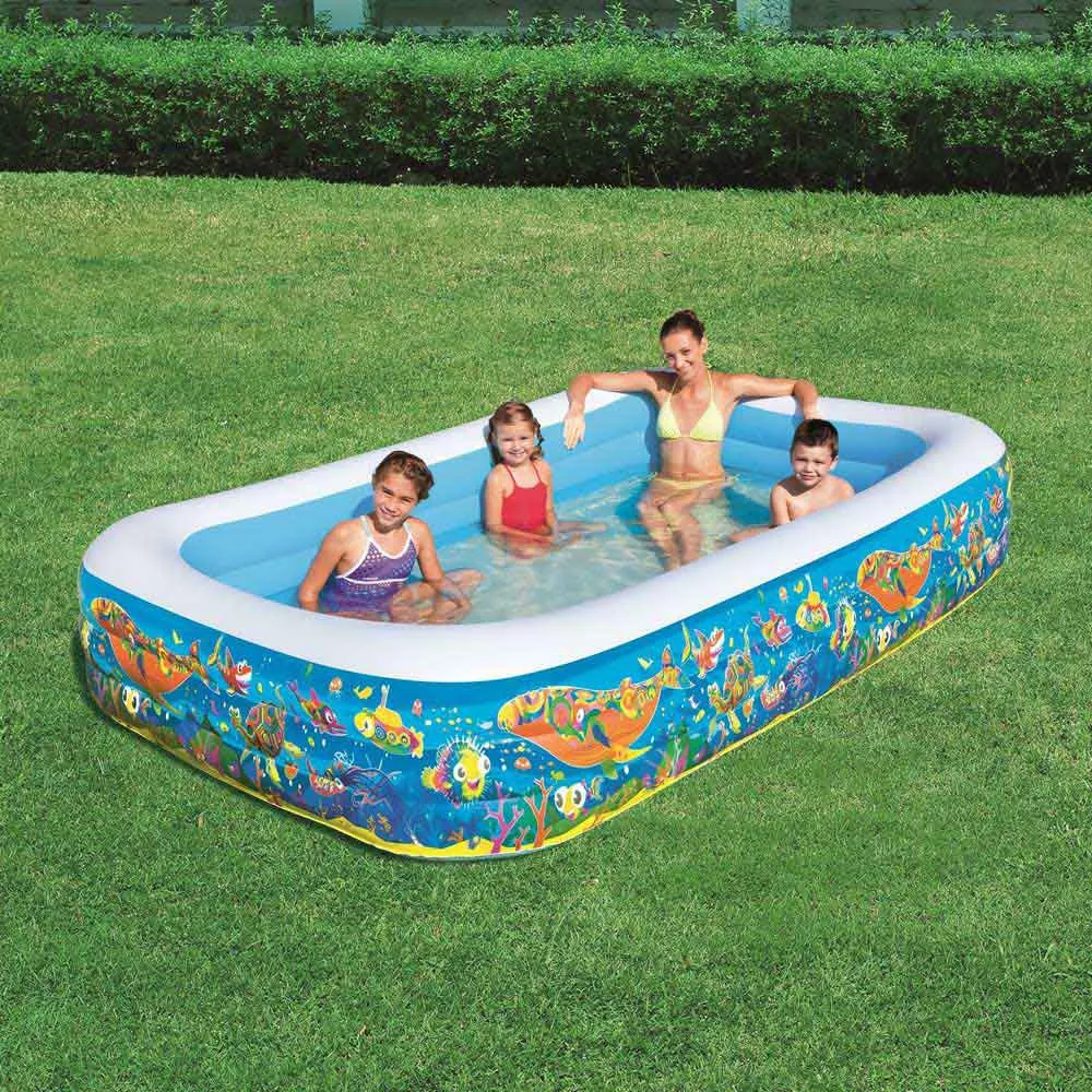 Bestway Rektangulært Oppblåsbart Basseng (akvarium) 305x183x56 Cm unisex, Blue / white, 1161L