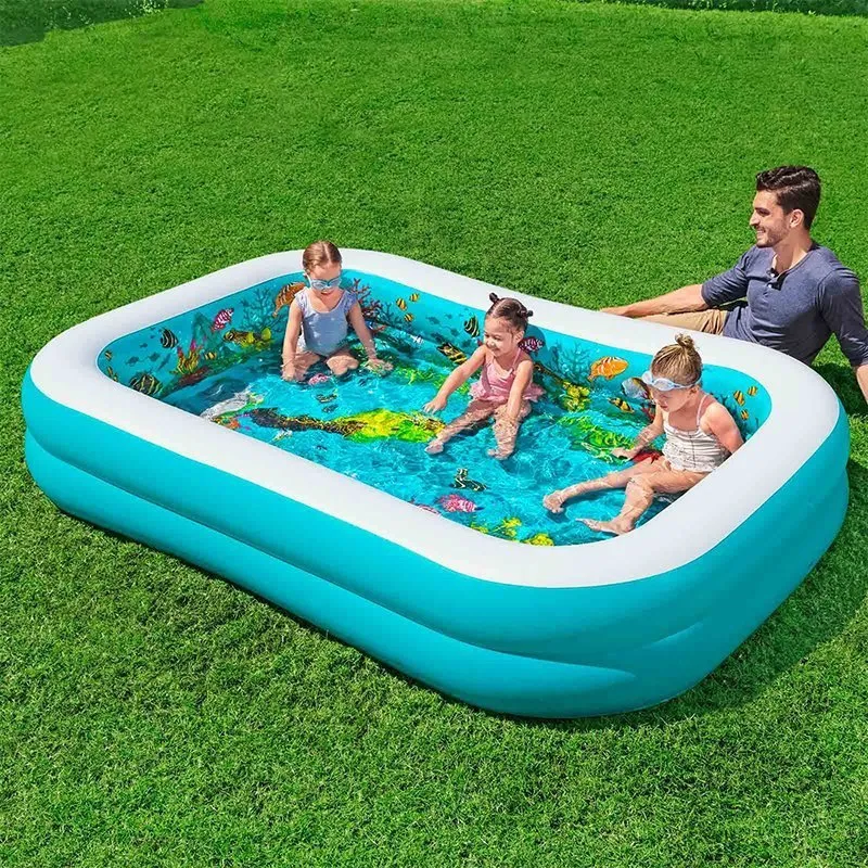 Bestway Sea Rektangulært Oppblåsbart Basseng unisex, Blue / white / multicolor, 262 x 175 x 51cm