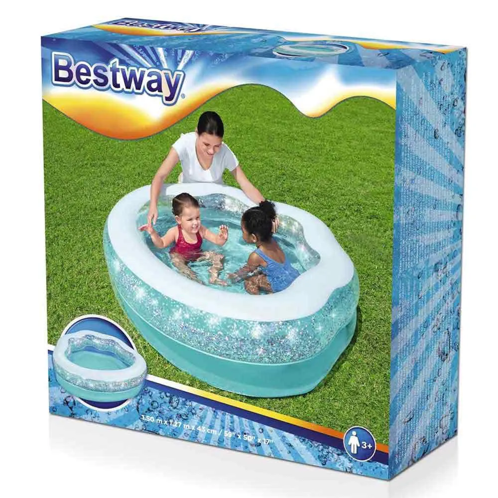 Bestway Sparkle Shell 150x127x43 Cm Rund Oppblåsbar Basseng unisex, Clear / blue, 230L