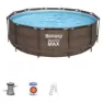 Bestway Steel Pro Max Rattan Ø 366x100 Cm Stål Rundt Overjordisk Basseng unisex, Brown / blue, 9150L