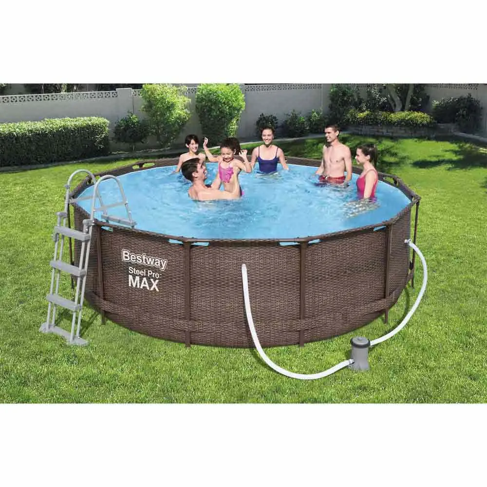 Bestway Steel Pro Max Rattan Ø 366x100 Cm Stål Rundt Overjordisk Basseng unisex, Brown / blue, 9150L Bestway Steel Pro Max Rattan Ø 366x100 Cm Stål Rundt Overjordisk Basseng unisex, Brown / blue, 9150L
