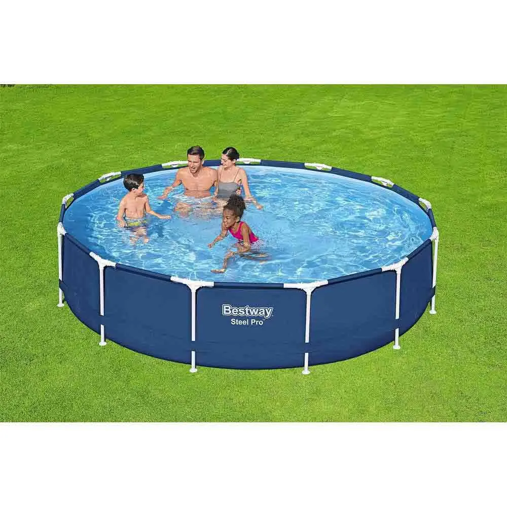 Bestway Steel Pro Ø 396x84 Cm Stål Rundt Overjordisk Basseng, Blue, 8680L