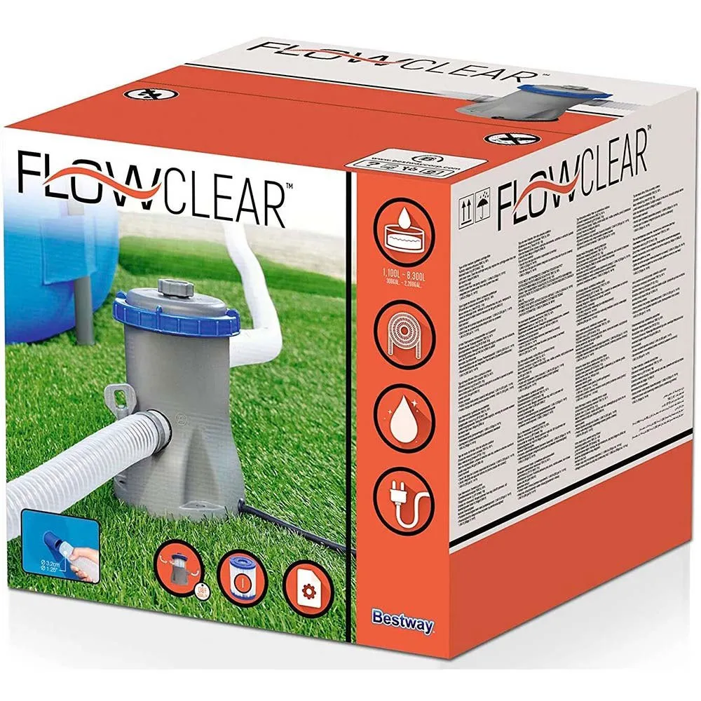 Bestway Svømmebassengfilter 1.249 Liter Per Time unisex, Grey / white, One Size
