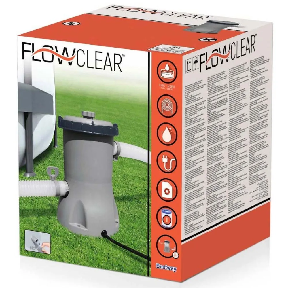 Bestway Svømmebassengfilter 2.000 Liter Per Time unisex, Grey / white, One Size