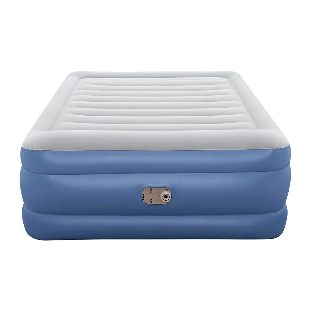 Bestway Tritech Queen Built-in Ac Pump Dobbel Luftmadrass, Blue / grey, 203 x 152 x 61cm