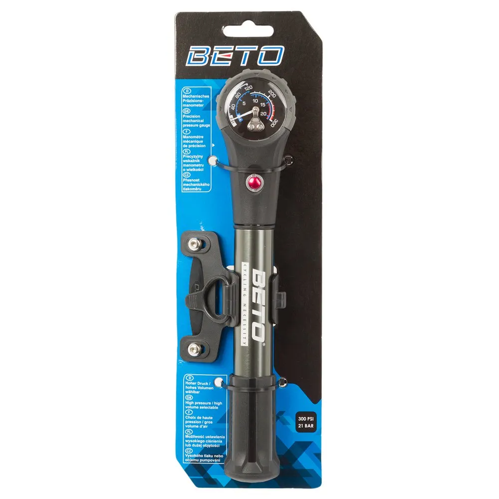 Beto Dual Function Mini Pumpe, Silver / black, 300psi Beto Dual Function Mini Pumpe, Silver / black, 300psi