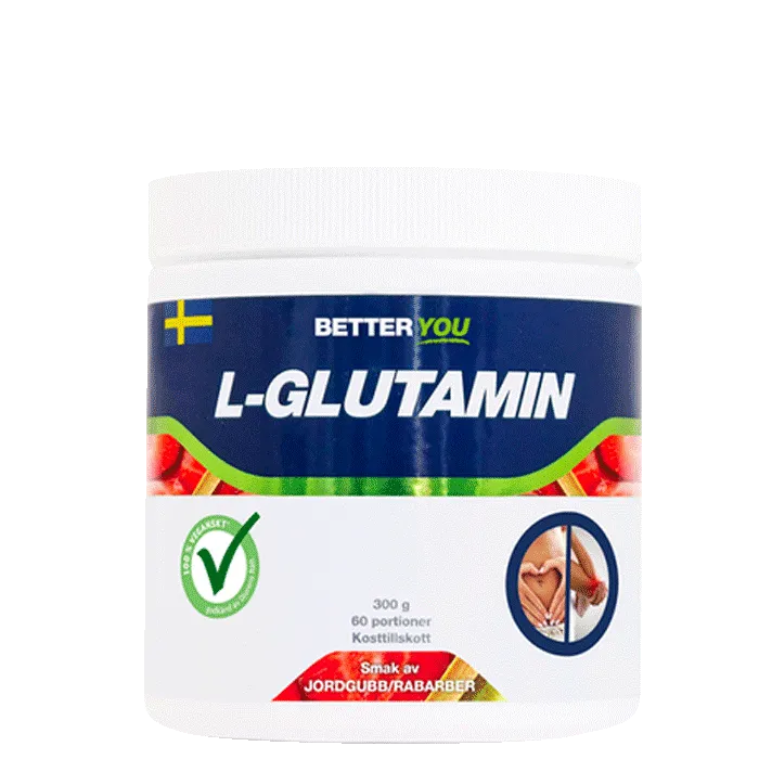 Better You Naturlig L-Glutamin, Jordbær rabarbra, 300g
