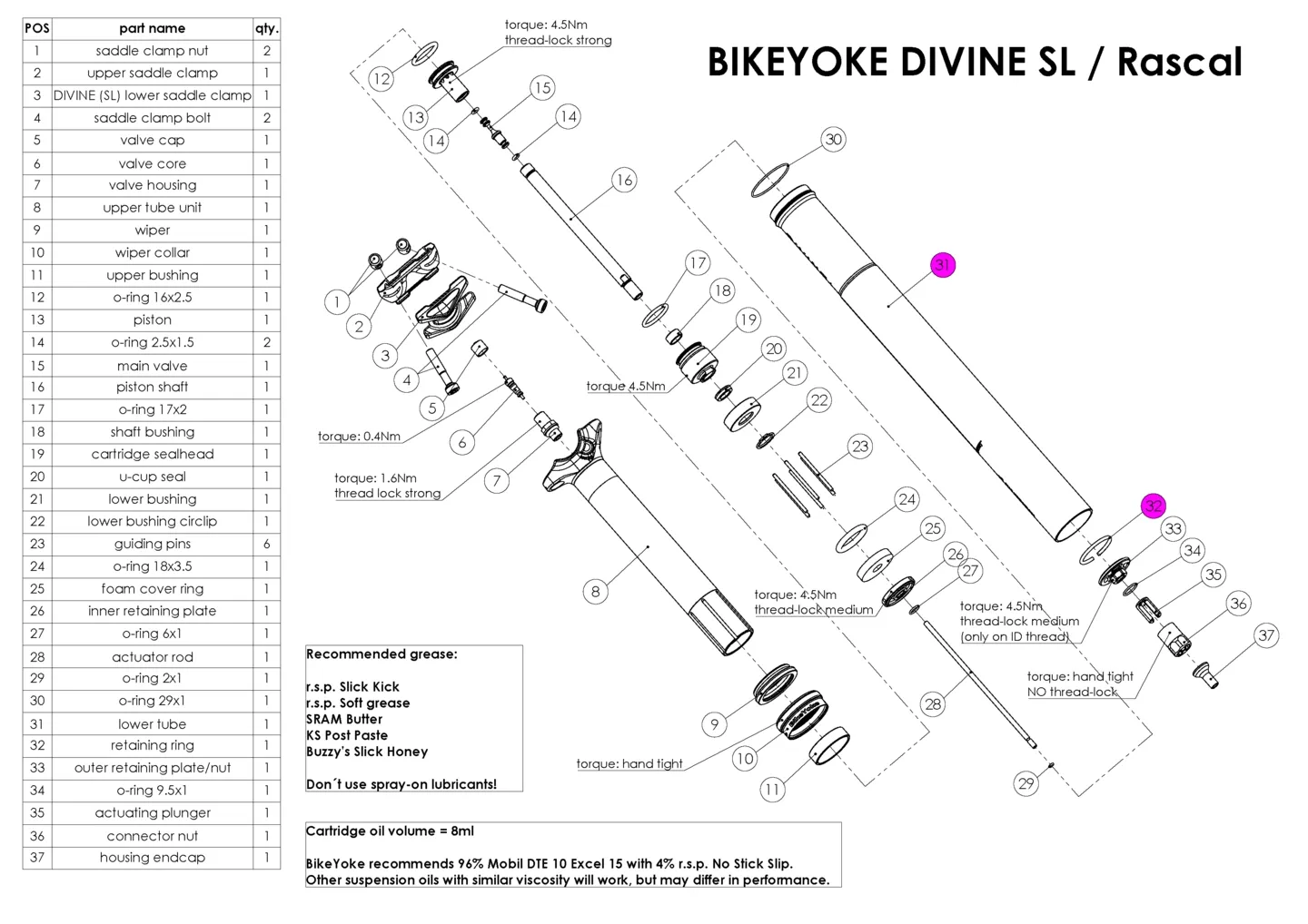 BikeYoke Divine SL Lower Unit