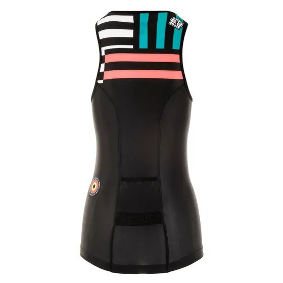 Bioracer Top Zipper Ermeløs Triatlontrøye, Beach zebra, M