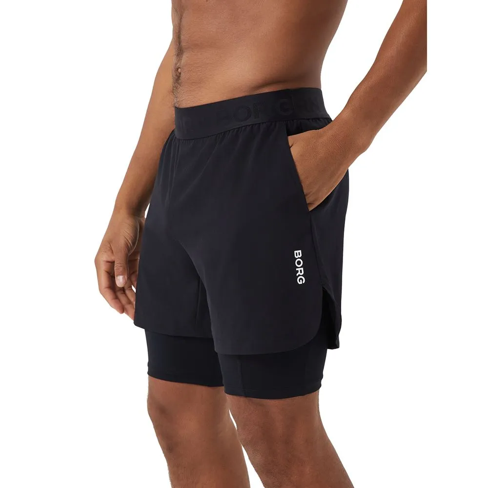 Björn Borg Borg 2 In 1 Shorts, Padel- og tennisshorts herre, Black beauty