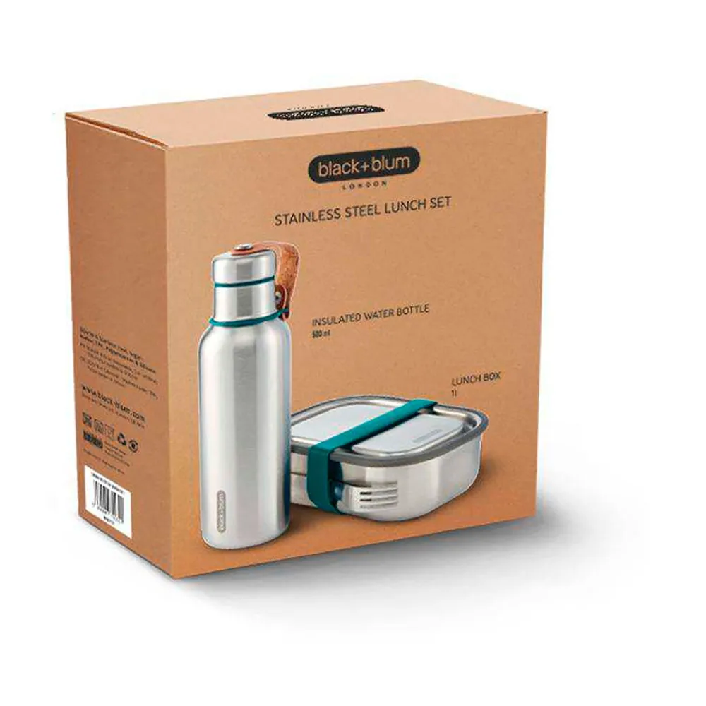 Black+blum Stainless Steel Bottle+ Matboks-sett, Ocean, One Size Black+blum Stainless Steel Bottle+ Matboks-sett, Ocean, One Size