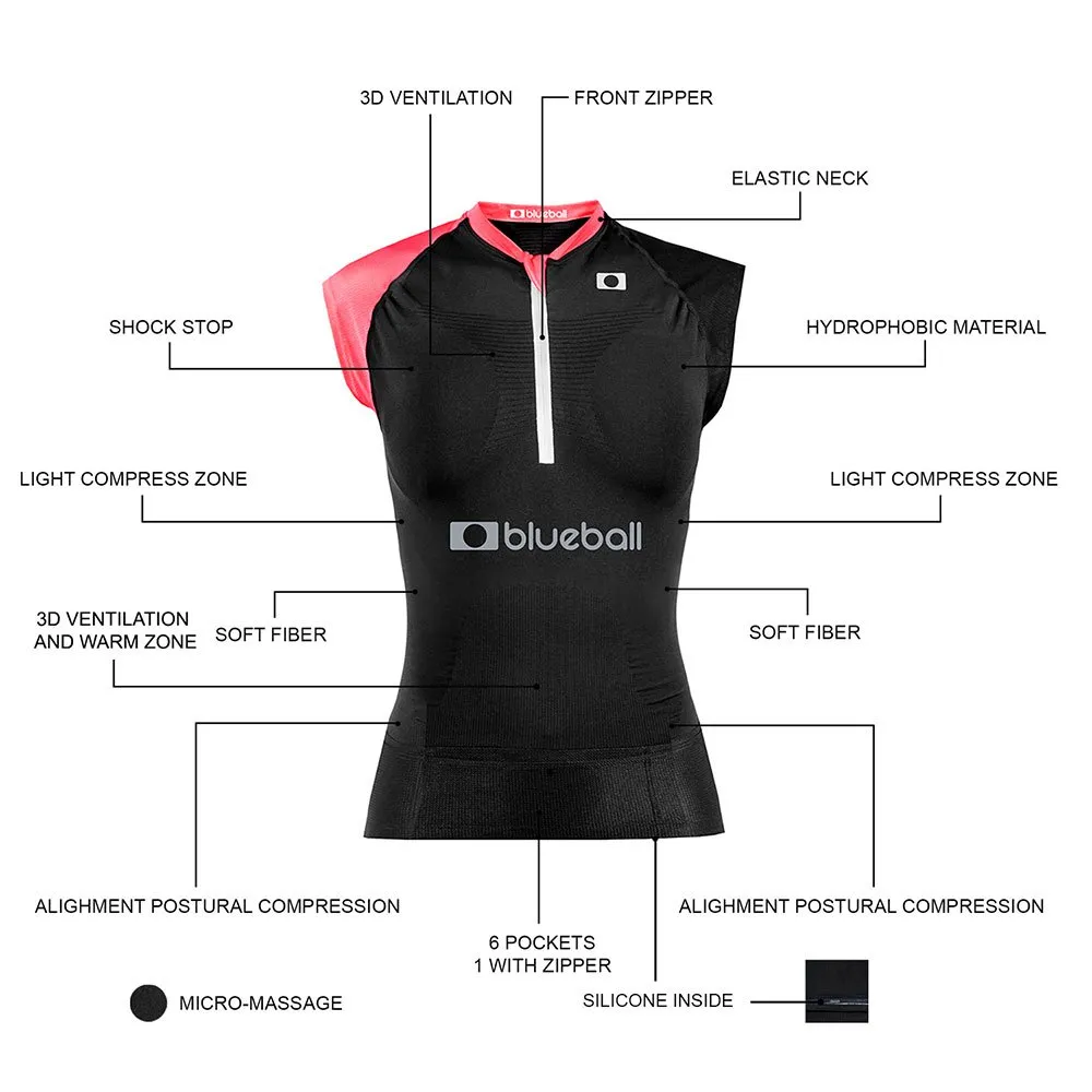 Blueball Sport Running Ermeløs T-skjorte, Black & pink, L