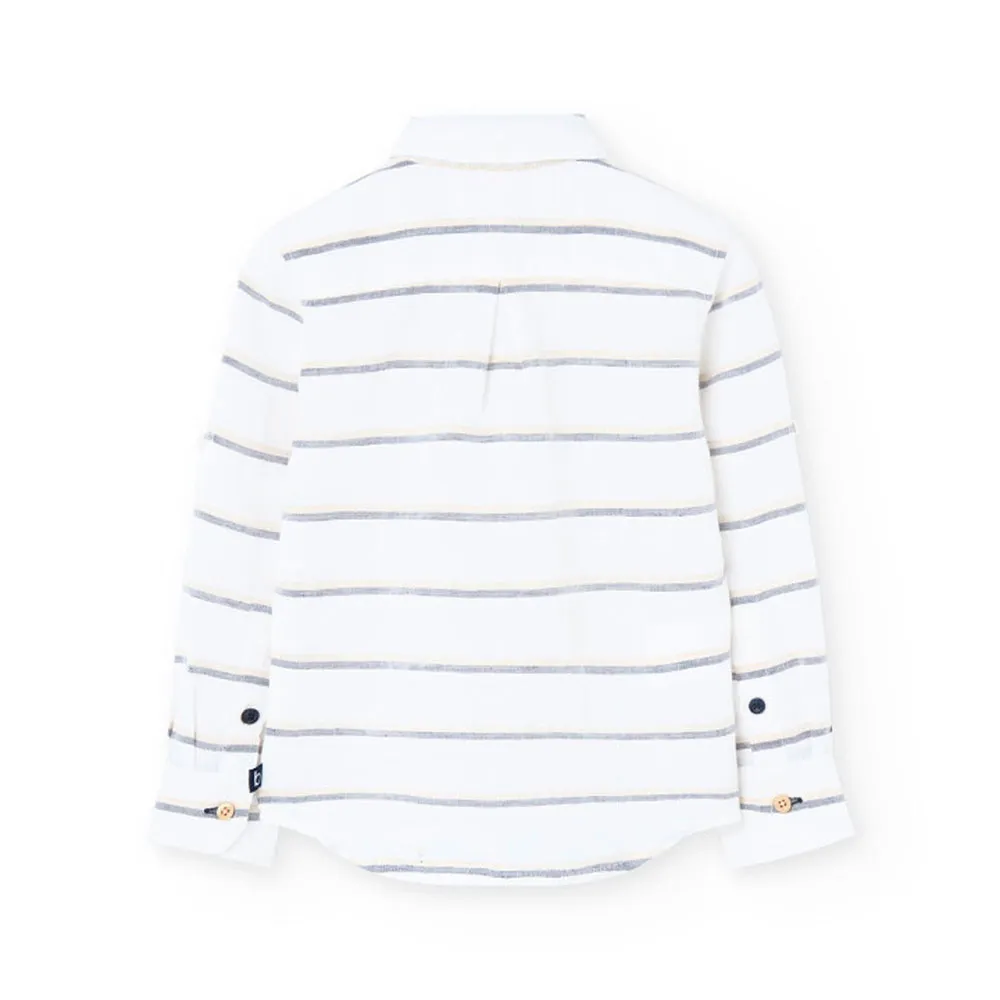 Boboli Linen Striped Skjorte Med Lange Ermer Boboli Linen Striped Skjorte Med Lange Ermer
