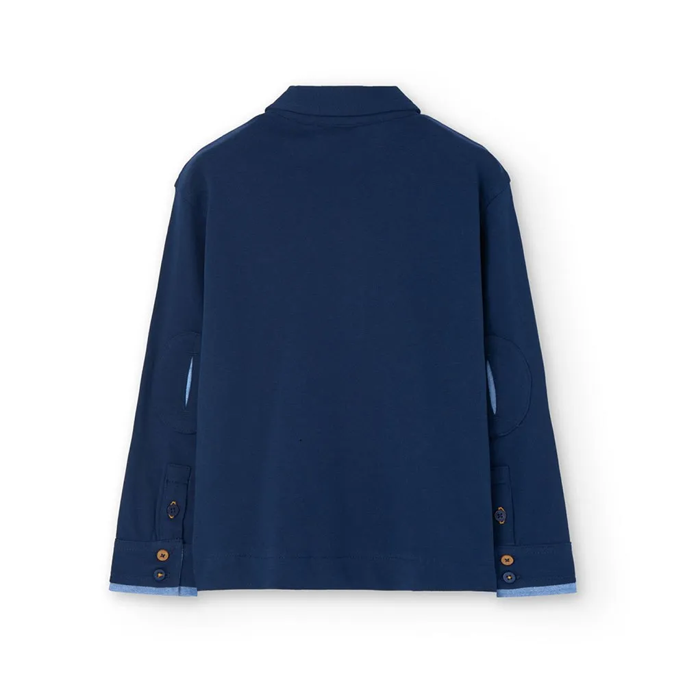Boboli Pique Langermet Poloskjorte, Marine 1, 7Y Boboli Pique Langermet Poloskjorte, Marine 1, 7Y