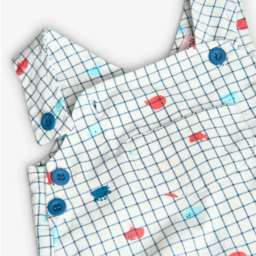 Boboli Poplin Dungarees Check Playsuit Boboli Poplin Dungarees Check Playsuit