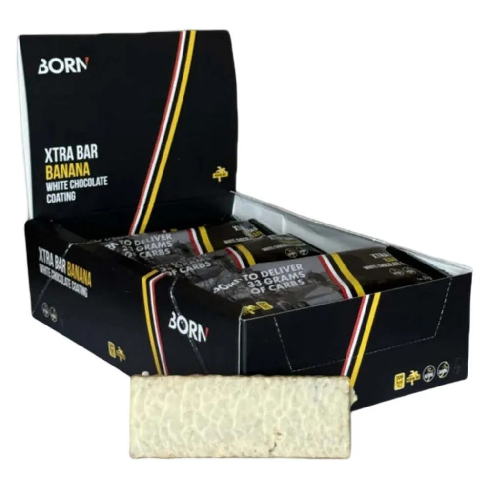 BORN Xtra Energibar Boks Banan Og Hvit Sjokolade 50g 15 Enheter, Black, One Size