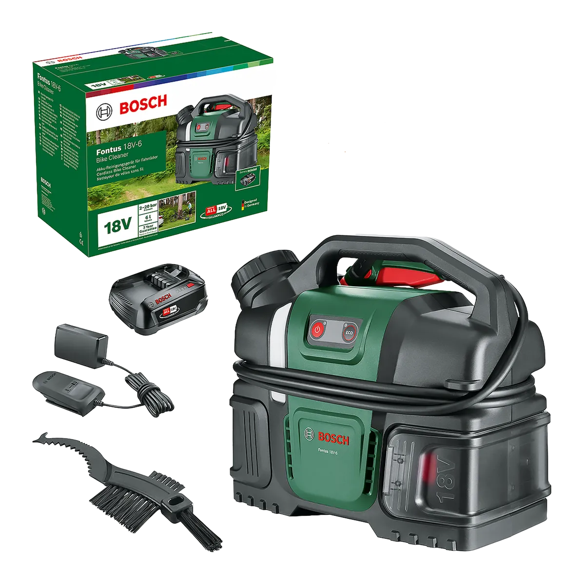Bosch Fontus 18V-6 Bike Cleaner, Green, One Size