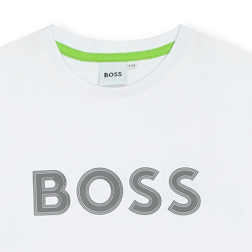 Boss J50771 Kortarmet T-skjorte, White, 6Y