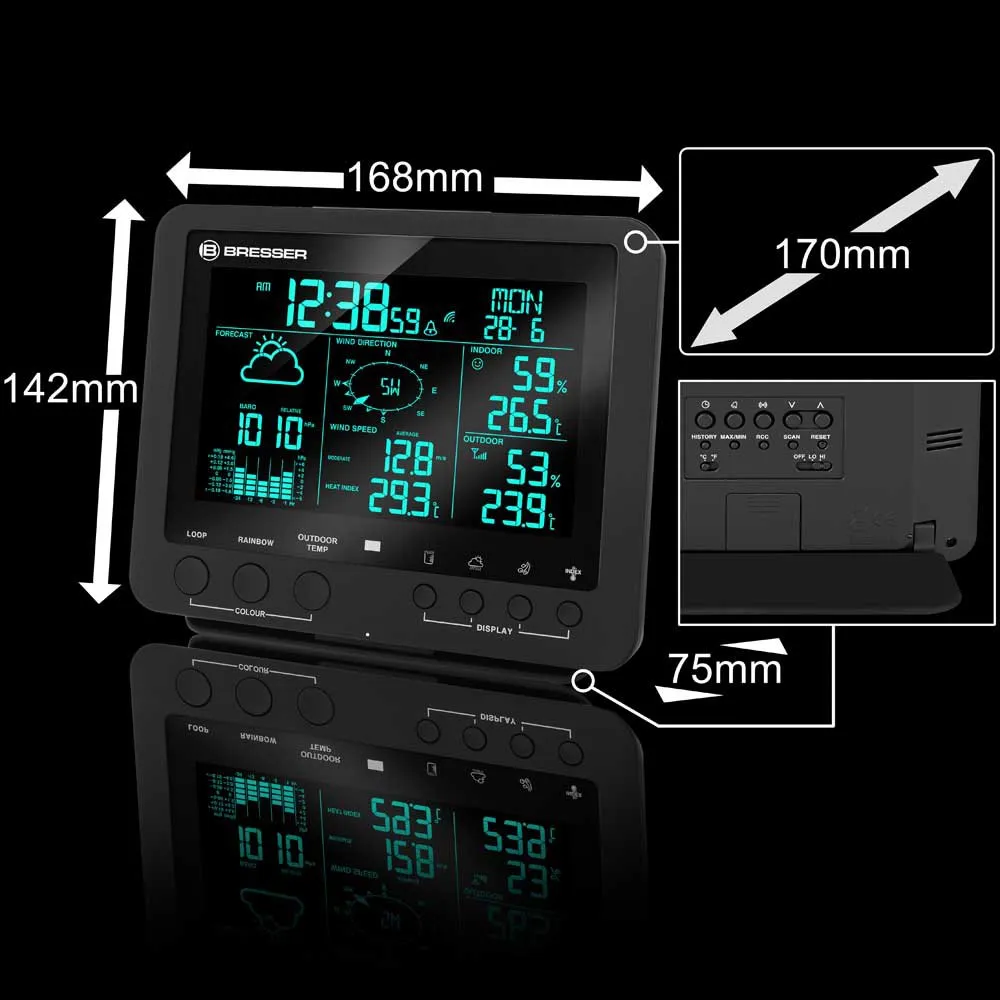 Bresser 7002520 Værstasjonsdisplay, Black, One Size