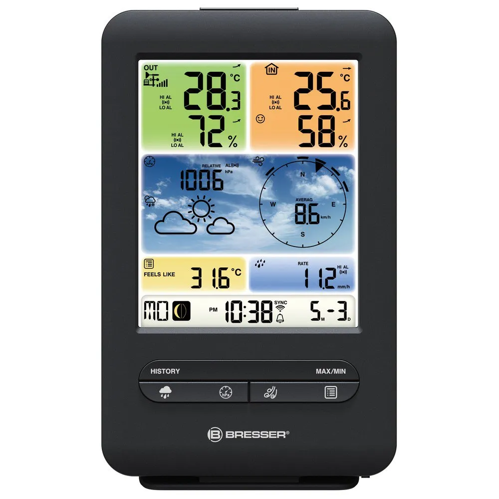 Bresser 7002585 Værstasjon, Black / white, One Size, EU Plug 220V