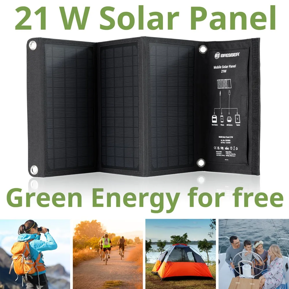 Bresser Solar Usb Dc Output Mobile 21w Lader, Black / grey, One Size
