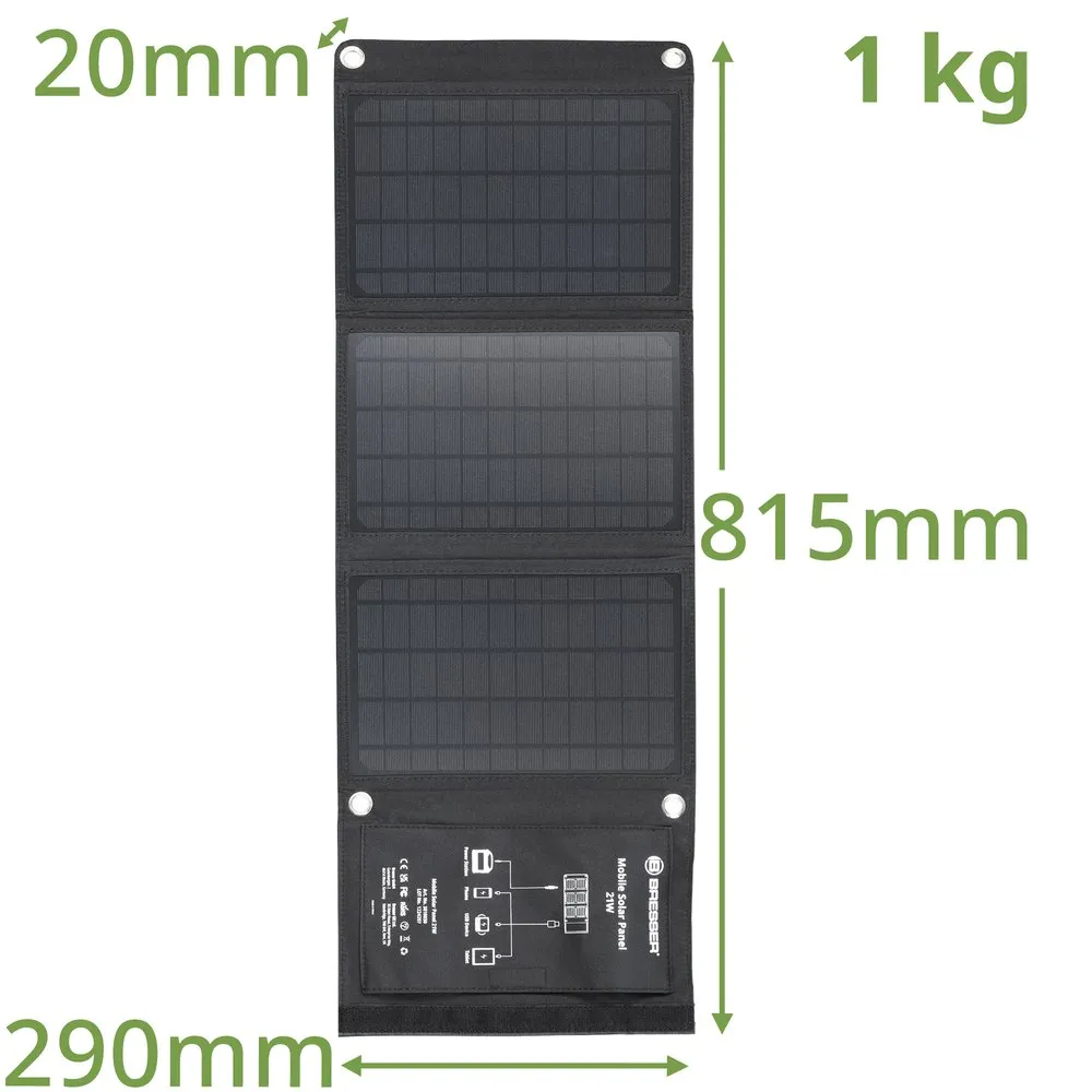 Bresser Solar Usb Dc Output Mobile 21w Lader, Black / grey, One Size