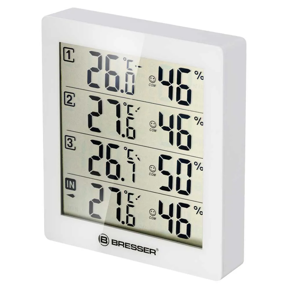 Bresser Temeo Higro Quadro 4 Termometer Og Hygrometer, White, One Size Bresser Temeo Higro Quadro 4 Termometer Og Hygrometer, White, One Size