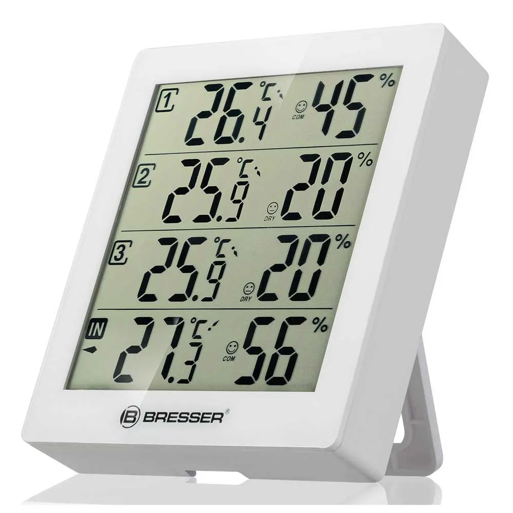 Bresser Temeo Higro Quadro 4 Termometer Og Hygrometer, White, One Size Bresser Temeo Higro Quadro 4 Termometer Og Hygrometer, White, One Size