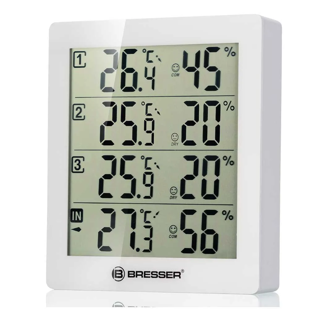 Bresser Temeo Higro Quadro 4 Termometer Og Hygrometer, White, One Size Bresser Temeo Higro Quadro 4 Termometer Og Hygrometer, White, One Size