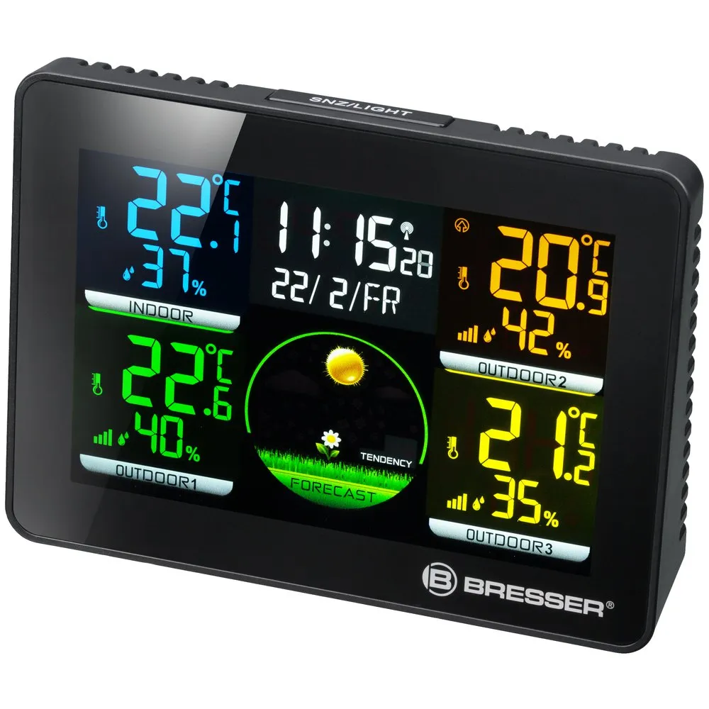 Bresser Thermo Hygro Quadro Nlx 3 Sensors Termometer Og Hygrometer, Black, One Size