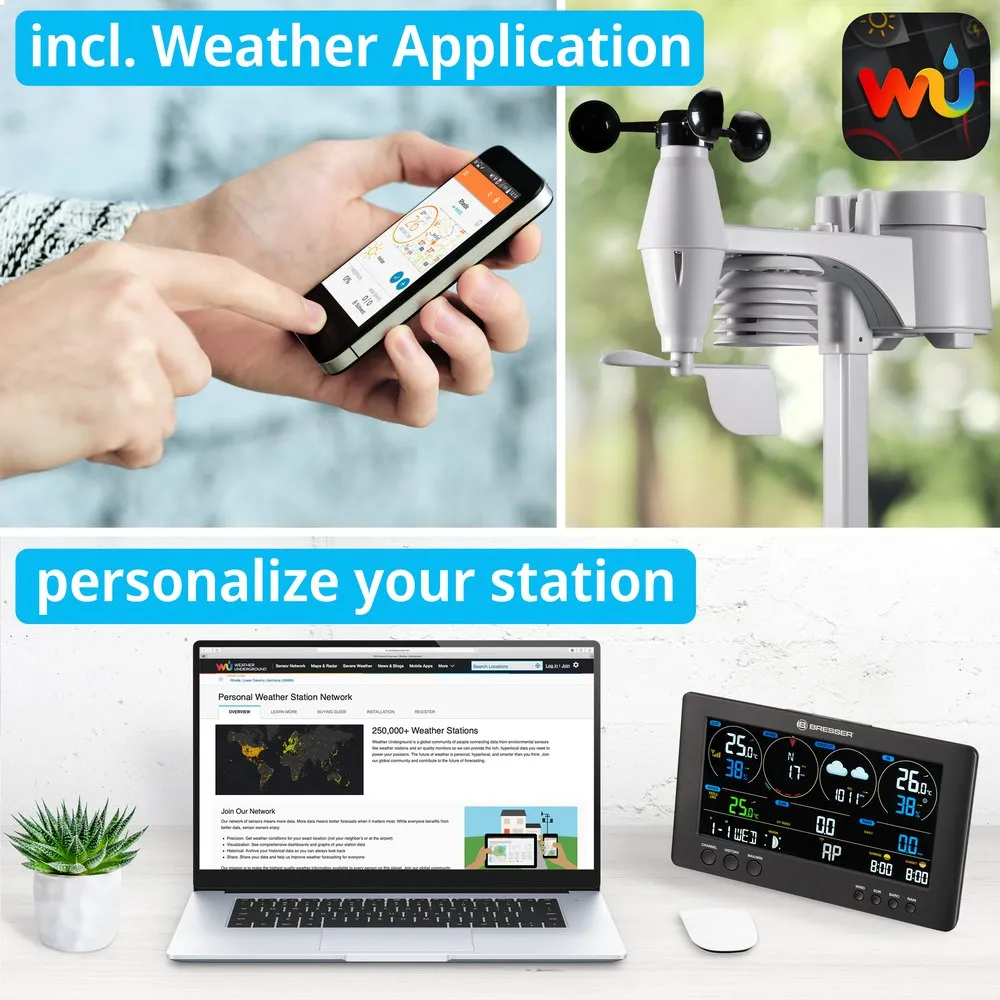 Bresser Wifi Clearview 7-in-1 Sensor Værstasjon, Black / white, One Size, EU Plug 220V Bresser Wifi Clearview 7-in-1 Sensor Værstasjon, Black / white, One Size, EU Plug 220V