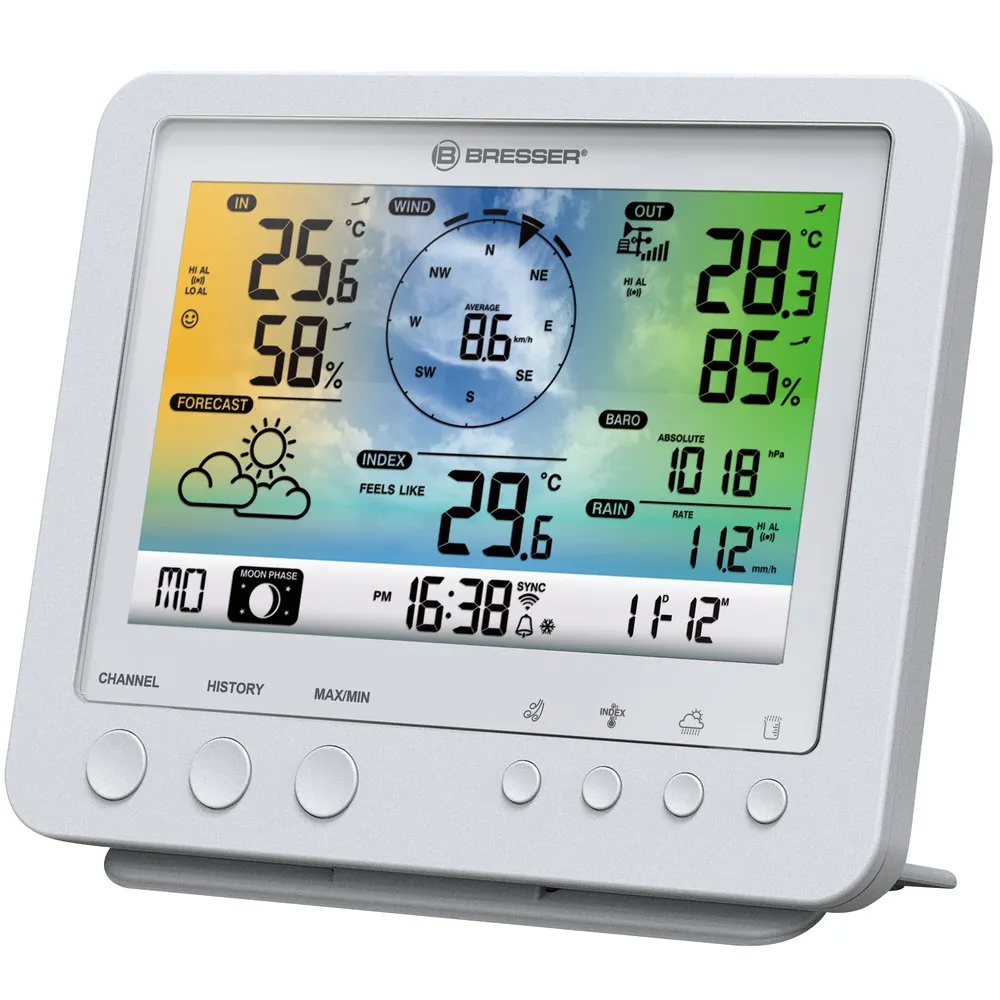 Bresser Wifi Color Weather Center 5in1 Profi Sensor Værstasjon, Black / grey, One Size, EU Plug 220V Bresser Wifi Color Weather Center 5in1 Profi Sensor Værstasjon, Black / grey, One Size, EU Plug 220V