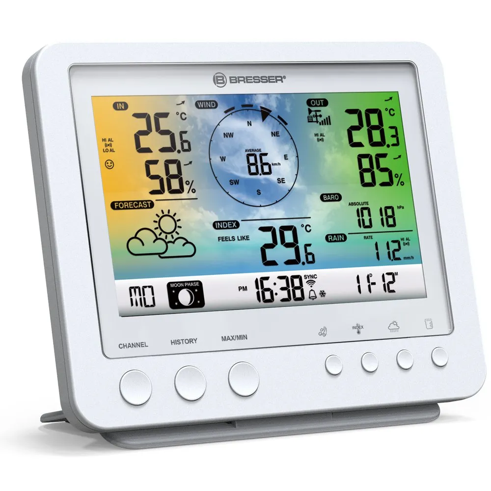 Bresser Wifi Color Weather Center 5in1 Profi Sensor Værstasjon, Black / grey, One Size, EU Plug 220V Bresser Wifi Color Weather Center 5in1 Profi Sensor Værstasjon, Black / grey, One Size, EU Plug 220V