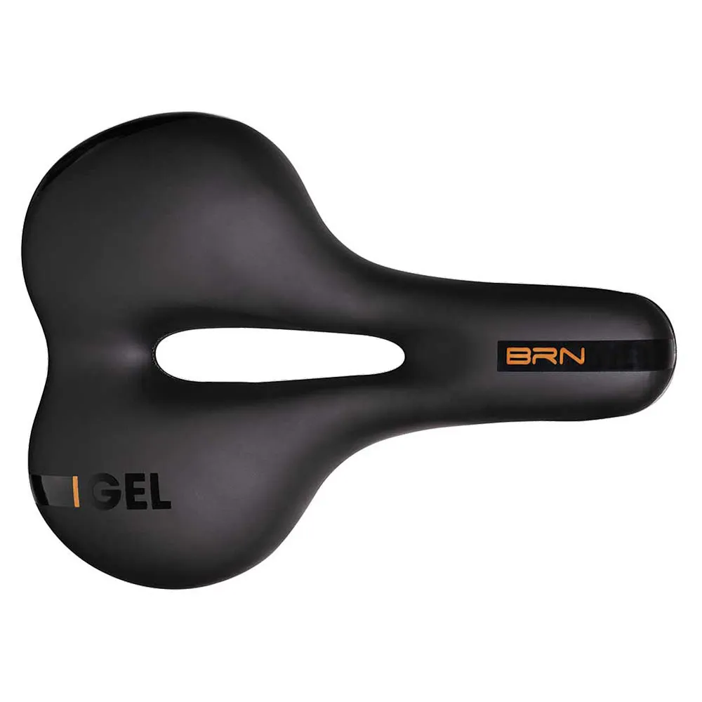 Brn Dynamic City Gel Sykkelsete, Black / orange, 185mm