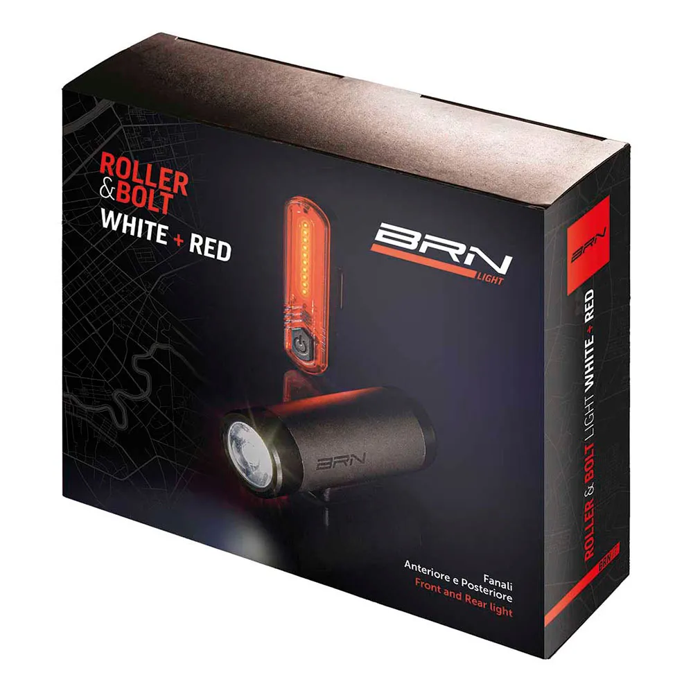 Brn Roller + Bolt Sykkellyktesett, Black, One Size