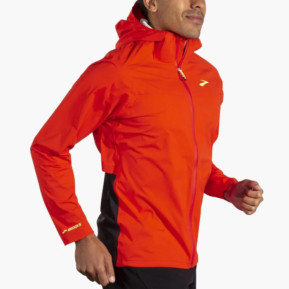 Brooks High Point Waterproof Jakke Mann, Cherry tomato / phantom grey