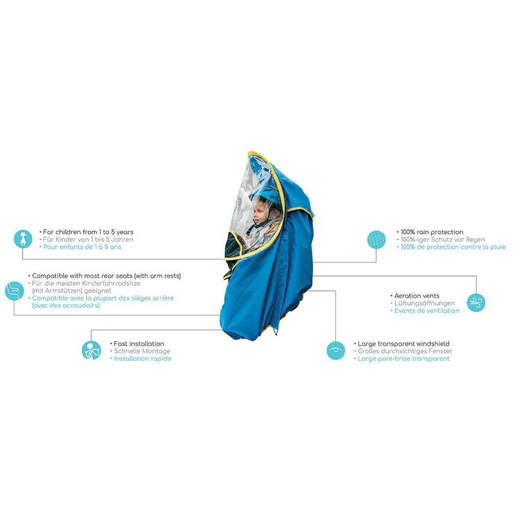 BUB-UP Kids Child Bike Seat Regnbeskyttelse, Blue, One Size BUB-UP Kids Child Bike Seat Regnbeskyttelse, Blue, One Size