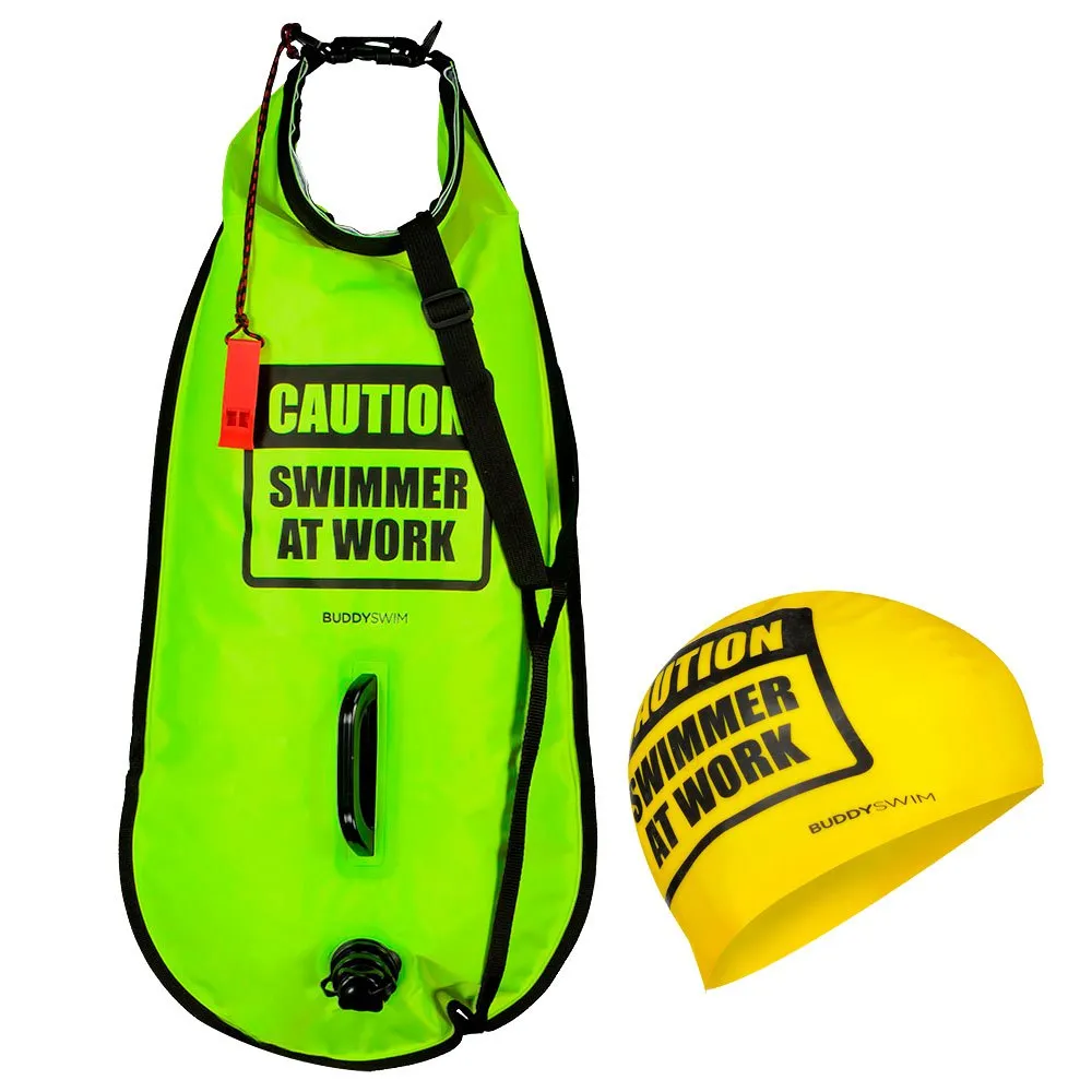 Buddyswim Caution Swimmer At Work Bøye 28l unisex, Yellow