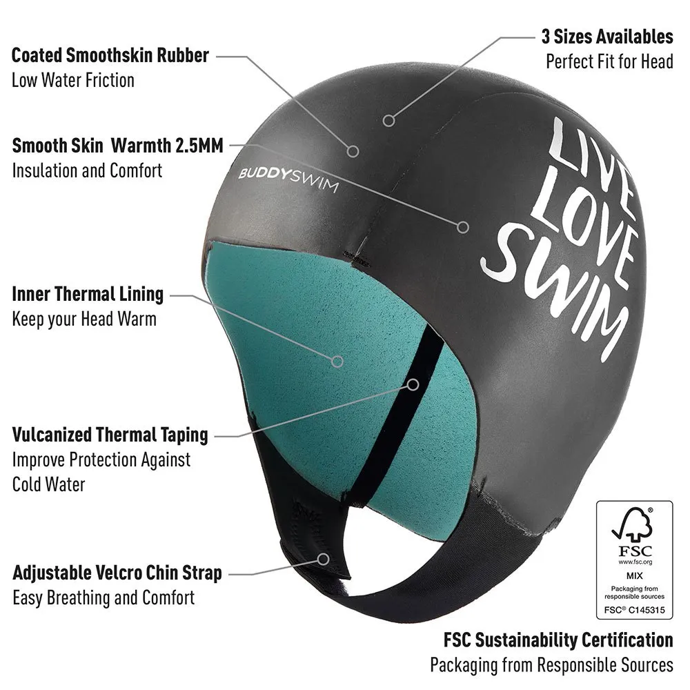 Buddyswim Smooth Skiin 2.5 Mm Neoprenhette unisex