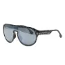 Black tortoise frame flash argento/fumo